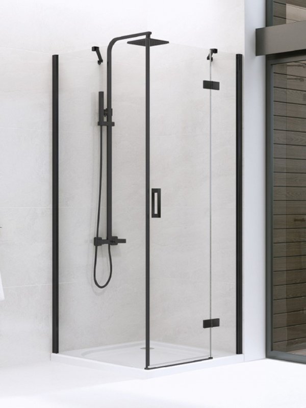 NEW TRENDY - Kabina prostokątna New Renoma BLACK 120x100x195  D-0208A/D-0112B  PRAWA