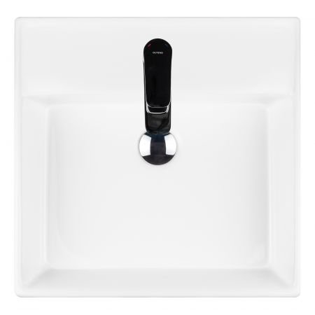 Oltens Hyls umywalka 47 cm nablatowa kwadratowa z powłoką SmartClean biała 41809000