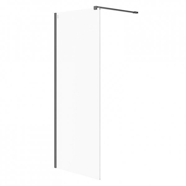 CERSANIT - Kabina prysznicowa Walk-In MILLE czarna - (80x200) szkło transparentne   S161-007