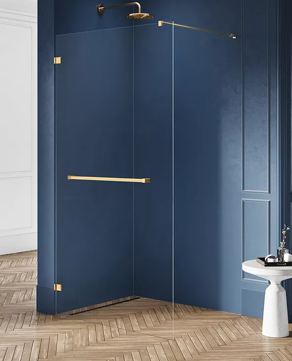 NEW TRENDY Kabina Walk In AVEXA GOLD BRUSHED 70cm z wieszakiem złota szczotkowana EXK-3142