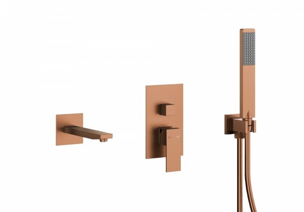 ARMATURA KRAKÓW KFA podtynkowy zestaw wannowy z baterią 3 funkcyjną LOGON BRUSHED ROSE GOLD 5139-401-34