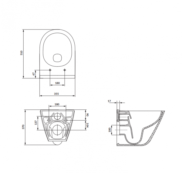 CERSANIT SET C947: MISKA ZAWIESZANA REMO PRO OVAL TORNADO Z DESKA DUROPLASTOWA SLIM S4035-001