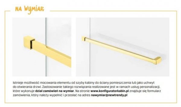 NEW TRENDY Kabina ścianka WALK-IN AVEXA GOLD SHINE z wieszakiem relingowym 80x200 EXK-3225