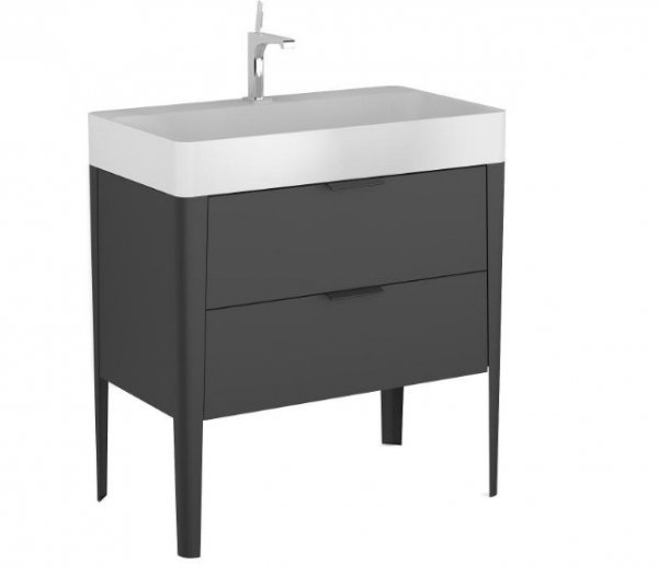 KROFAM - Szafka pod umywalkę VIBE 80cm, 2 szuflady, czarny  VI 8070-45Z-S