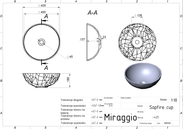 MIRAGGIO Umywalka SAPFIRE biała matowa 0002256