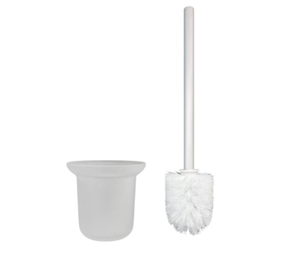 BALNEO Schowek na szczotkę WC Balneo Wall Box Brush L White Glass lewy do wbudowania w ścianę ze stali nierdzewnej biały