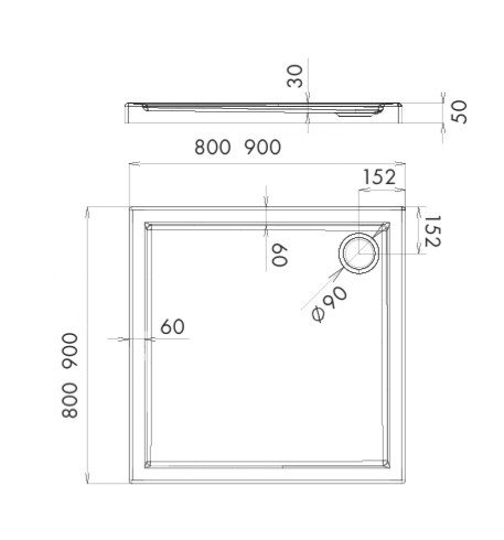 AQUAFORM - Brodzik prysznicowy kwadratowy SLIM biały 80X80X5/3 FI90