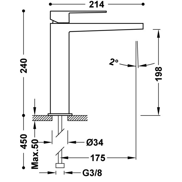 TRES SLIM Wysoka bateria jednouchwytowa umywalkowa- czarny brąz 20210303KMB