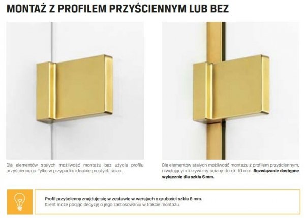 NEW TRENDY Kabina ścianka prysznicowa walk-in AVEXA GOLD SHINE 140x200 EXK-4320