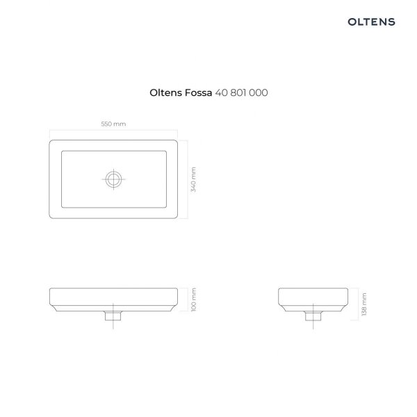 Oltens Fossa umywalka 55x34 cm nablatowa prostokątna z powłoką SmartClean biała 40801000