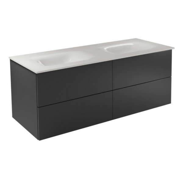 BESCO Szafka Akya Classic Gun Metal Połysk 131 z umywalką biały matt + klik-klak biały #KAC-131-MGW