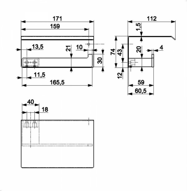 ARMATURA KRAKÓW KFA uchwyt na papier toaletowy z półką GUN METAL GREY 864-038-61