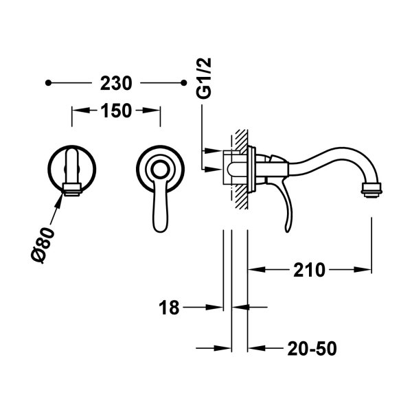 TRES CLASIC Bateria jednouchwytowa podtynkowa umywalkowa- chrom 24220001