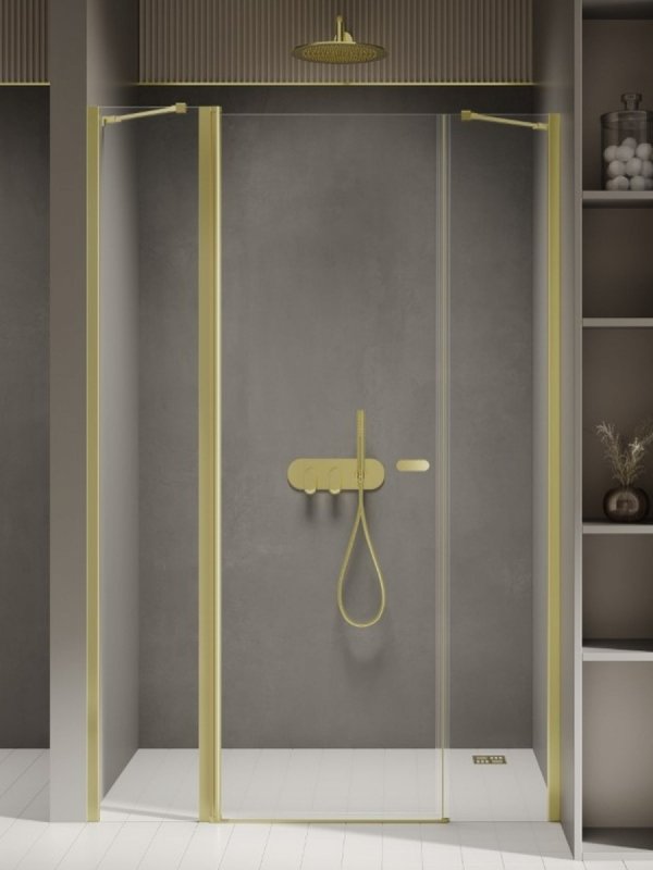 NEW TRENDY Drzwi wnękowe NEW SOLEO LIGHT GOLD PLUS 1D U 140x195 czyste 6mm Active Shield 2.0 D-0960A