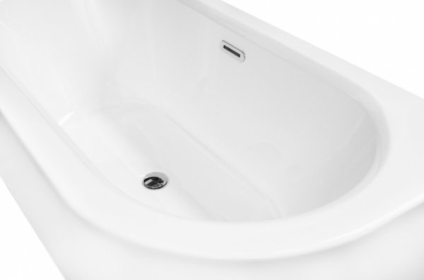 BESCO Wanna wolnostojąca Avita A-line 150x75 P/L + syfon klik-klak chrom z przelewem slim #WAA-150APS