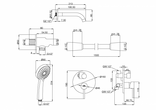 INVENA - Zestaw wannowy podtynkowy VERSO chrom  BS-82-W01-A