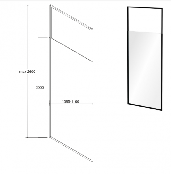 BESCO Kabina ścianka WALK-IN ICON 110 IC-110-200C