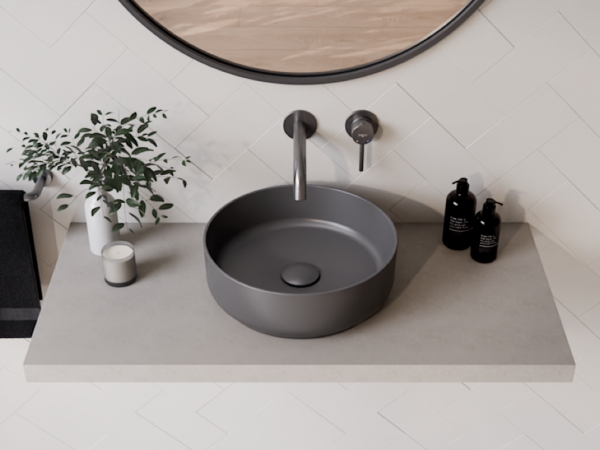 BESCO Umywalka nablatowa Clea Cera-Line 34,5 Matt Gun Metal UNCM-35-CLGM