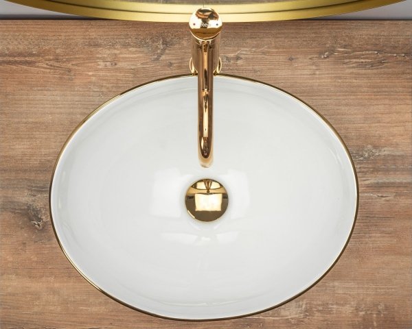 REA - Umywalka ceramiczna nablatowa SOFIA Gold Edge
