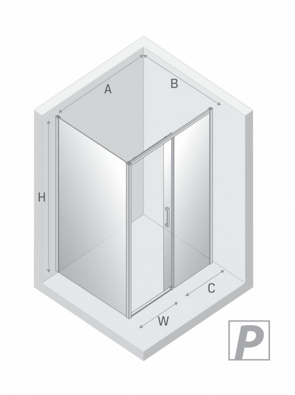 NEW TRENDY Kabina prysznicowa PRIME GUNMETAL BRUSHED 1D prostokątna P 110x90x200 szkło czyste 6mm Active Shield 2.0 D-0888A/D-0354B