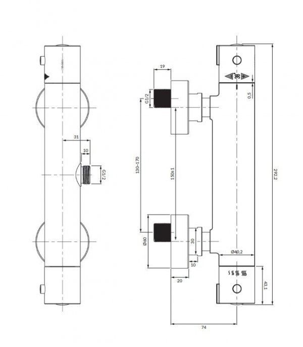 OMNIRES Bateria prysznicowa termostatyczna Y1246XCR  Y chrom 