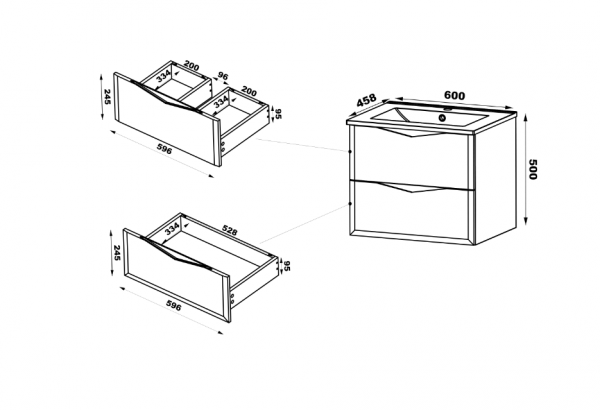 MEGSTYL Szafka pod Umywalkę z Blatem 4S 120cm Kaszmir Zestaw-6 DELICA-0000-0041