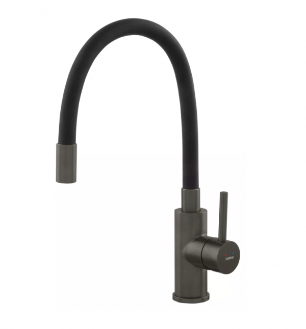 FERRO Bateria zlewozmywakowa stalowa z elastyczną wylewką ZUMBA INOX BZA4BSSGM