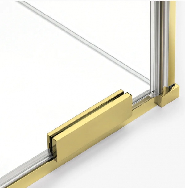 NEW TRENDY Kabina prysznicowa walk in 140x200 Smart Light Gold, przesuwna, wspornik skośny, reling EXK-6733-WU