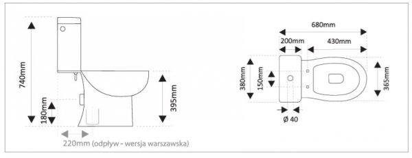 GAMA - Kompakt Warszawski ROQUE bez kołnierza z deską polipropylenową wolnoopadającą  CE-KWL-201-MK