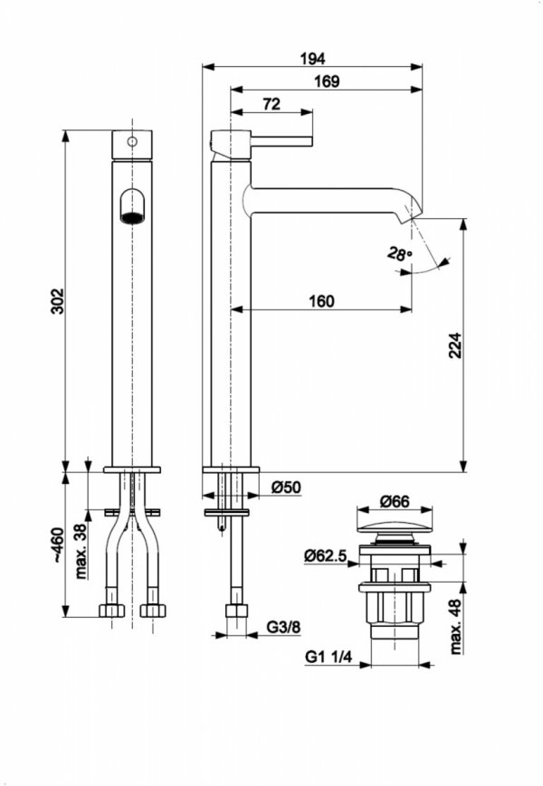 ARMATURA KRAKÓW KFA Bateria umywalkowa wysoka nablatowa MOZA MINI WHITE 5032-632-44