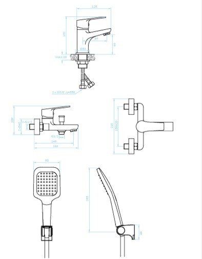 KUCHINOX - Komplet baterii łazienkowych BORGO - wanna  BKBA011D