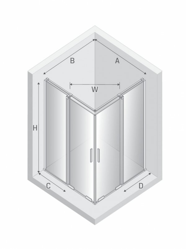 NEW TRENDY Kabina prysznicowa SMART GUNMETAL BRUSHED 2D prostokątna U 80x110x200 szkło czyste 8mm Active Shield 2.0 EXK-7912