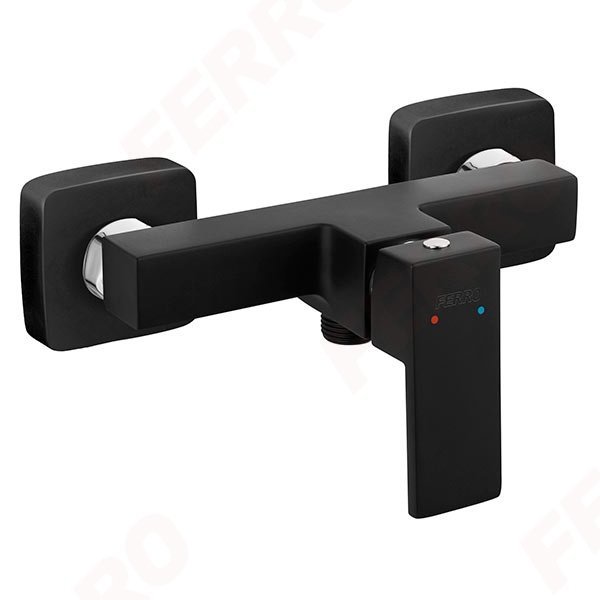 FERRO - bateria natryskowa ZICCO BLACK ścienna CZARNA  BZI7BL
