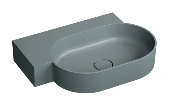 OMNIRES umywalka nablatowa/wisząca OVO M+ lewa, 64 x 44 cm ash grey mat OVO645UWLAG