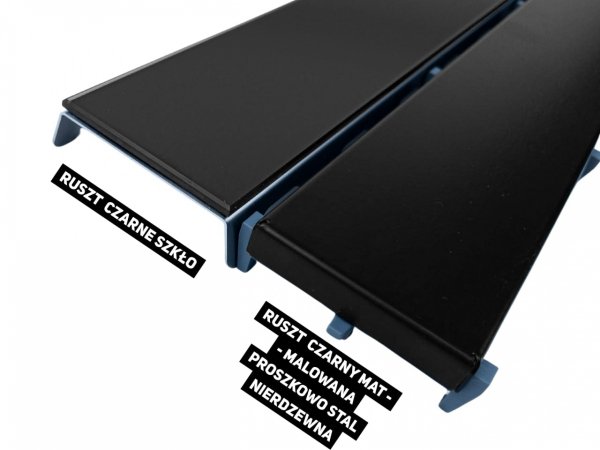 OKEDA Czarny przyścienny odpływ liniowy OKEDA® PRIME LINE™ - BLACK GLASS - RUSZT CZARNE SZKŁO 80cm 21800.06.BLACK