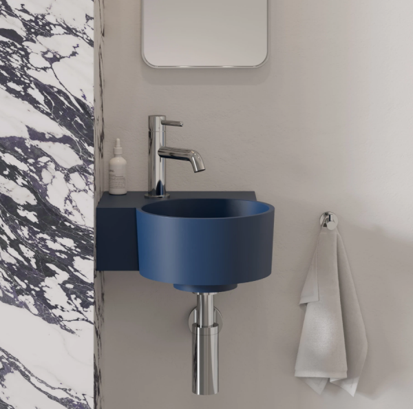 OMNIRES umywalka nablatowa/wisząca - lewa, 33 x 34 cm OVO M+ midnight blue mat OVO335UWLMB