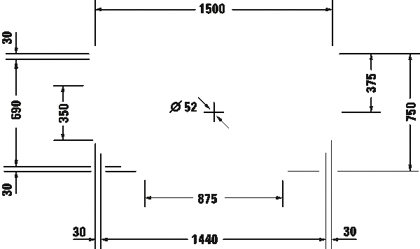 DURAVIT Wanna przyścienna DuraSenja 1500 750 x 470 mm biały | 700578000000000