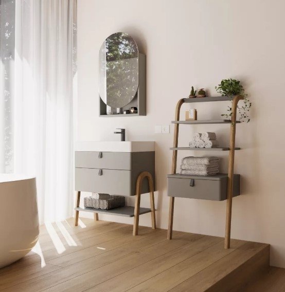 KROFAM - Lustro owalne MOSS 50 cm, szaro zielony  MO 5095-65Z-W