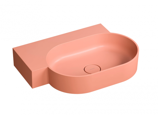 OMNIRES umywalka nablatowa/wisząca OVO M+ lewa, 64 x 44 cm coral mat OVO645UWLCO