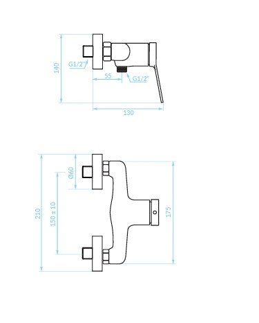  KUCHINOX - Bateria natryskowa VILLA ścienna bez zestawu natryskowego  BVK_040D