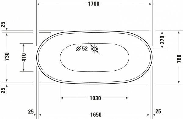 DURAVIT Wanna akrylowa wolnostojąca owalna DuraVato 1700 780 x 690 mm biały | 700571000000000
