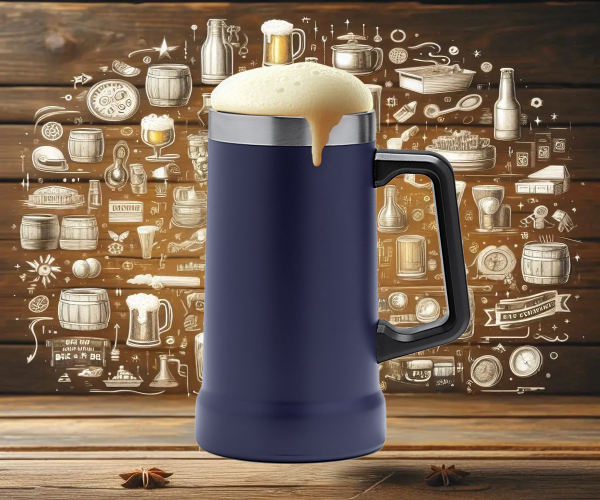 Kufel termiczny do piwa 700 ml z rączką granatowy
