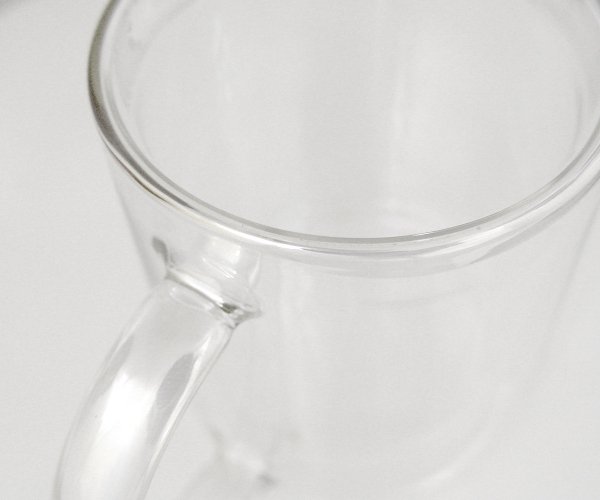 Kubek termiczny szklany 220 ml z uchem CLEAR bezbarwny