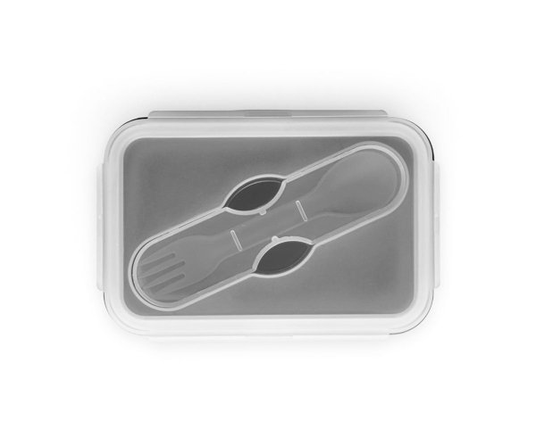 Lunchbox z łyżko-widelcem hermetyczny SLICK 640 ml szary