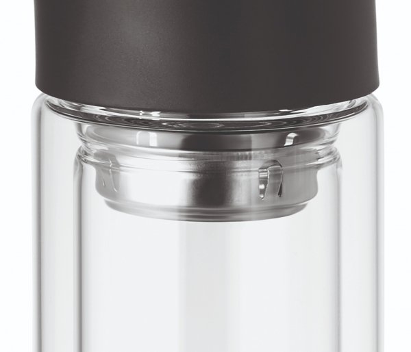 Kubek termiczny szklany 400 ml CLETEA bezbarwny/czarny