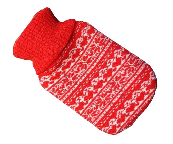 Termofor w sweterku świątecznym, ogrzewacz na wodę FOKIE czerwony