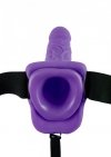 7in. Vibrating Hollow Strap-On Purple
