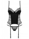 Bielizna-Sharlotte gorset i stringi czarny  S/M