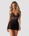 Bielizna-838-BAB-1 babydoll i stringi czarna  S/M
