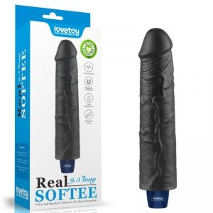 9.5 REAL SOFTEE Rechargeable TPE Vibrating Dildo(Black